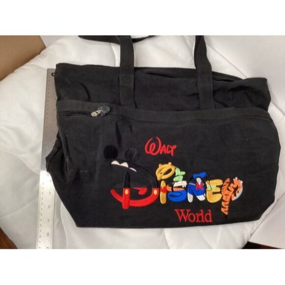 Disney World Character Embroidered Letter Tote Bag Black - Picture 4 of 5